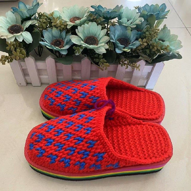 36/37码成人女手工编织居家防滑平底毛线拖鞋成品保暖成品现货冬,居家布艺,居家婚庆拖鞋,淘宝优惠券,粉丝福利购,淘宝优惠卷