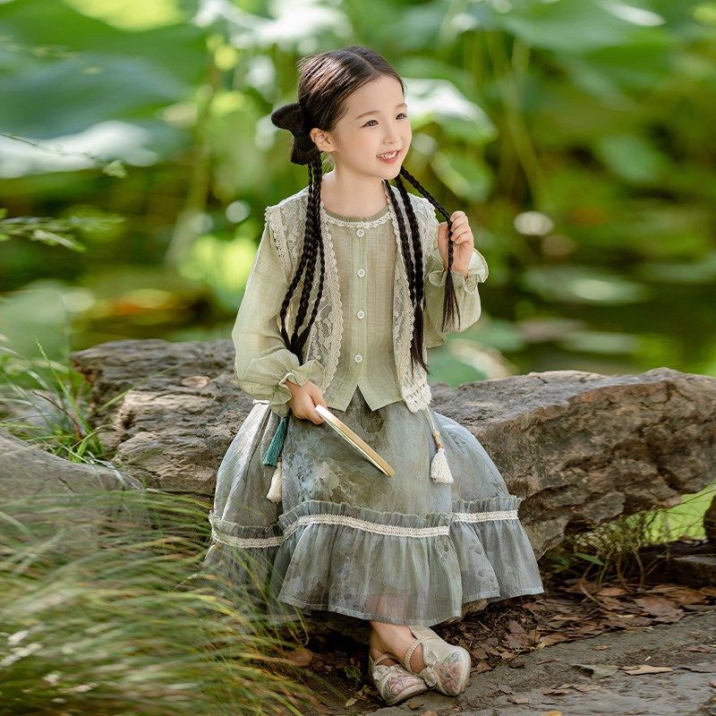 新中式女童秋款2024新款中国风A唐装古风春秋季三件套装儿大童汉,童装/婴儿装/亲子装,汉服,淘宝优惠券,粉丝福利购,淘宝优惠卷