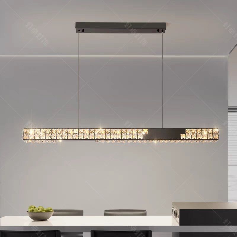 2025年新款一字餐厅水晶吊灯现代简约长形轻奢饭厅餐桌吧台吊灯,家装灯饰光源,餐厅吊灯,淘宝优惠券,粉丝福利购,淘宝优惠卷