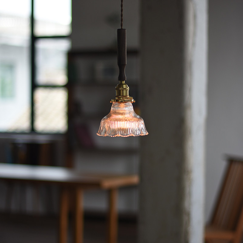 日式简约复古木柄美式黄铜玻璃床头创意个性餐厅吧台玄关阳台吊灯,家装灯饰光源,餐厅吊灯,淘宝优惠券,粉丝福利购,淘宝优惠卷