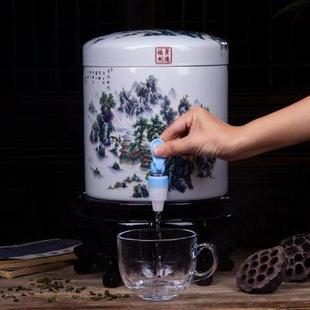 陶瓷过滤水缸凉水壶家用大号冷水壶带龙头储水罐瓷水桶大容量带盖