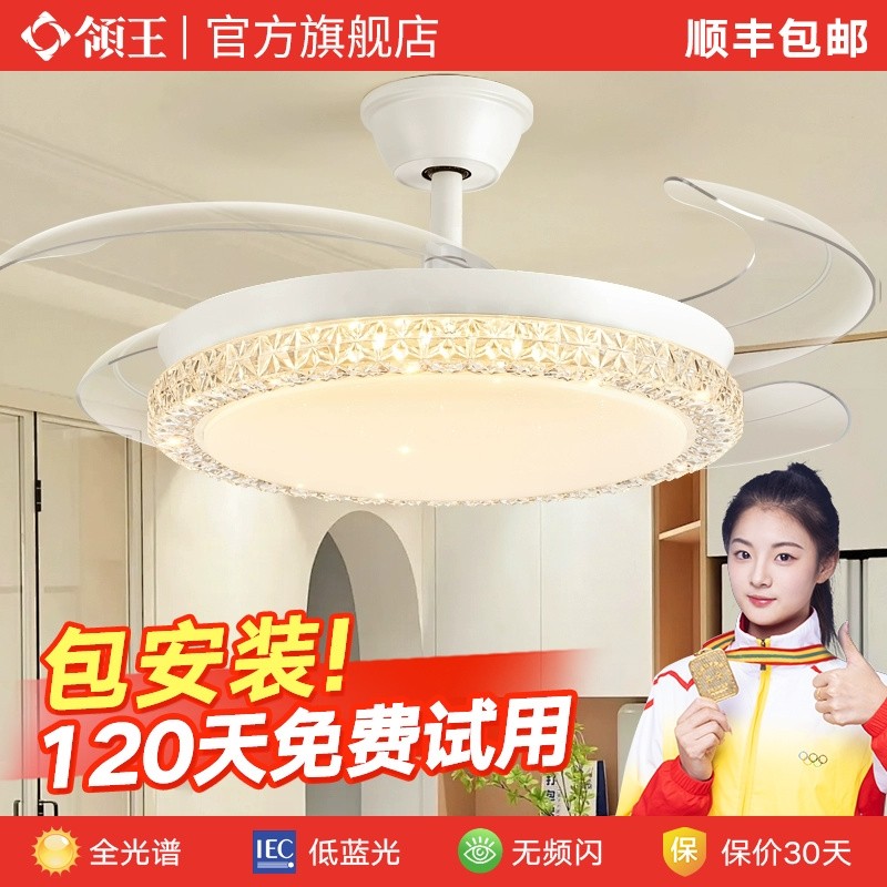 领王轻奢风扇灯2025新款一体家用客厅卧室的电扇吊灯带吊扇灯餐厅