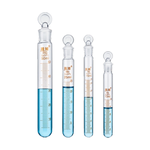 Labshark玻璃具塞比色管实验室氨氮检测纳氏比色管湘玻全刻度带塞磨口比色管半刻度平底比色管25/50mL100毫升