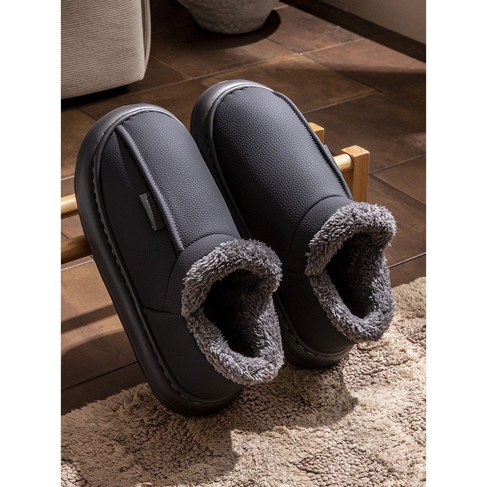 男士棉鞋防水全包跟男款冬季2025新款加绒加厚底保暖毛毛绒棉拖鞋