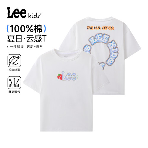 Lee kids儿童短袖T恤夏时尚百搭休闲运动透气宽松纯棉男女中大童