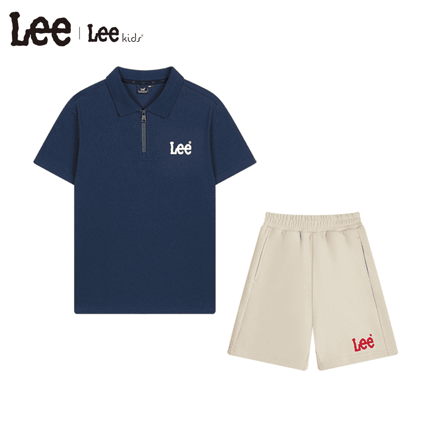 Lee kids儿童官方正品两件套POLO领运动短袖T恤套装夏透气男女童图片