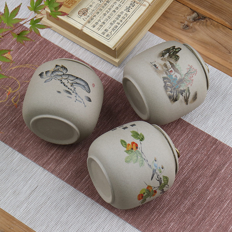 密封粗陶茶叶罐高级感陶