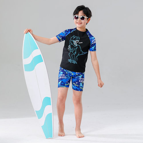 儿童泳衣男童分体游泳衣中大童泳裤泡温泉防晒速干泳装速干防晒