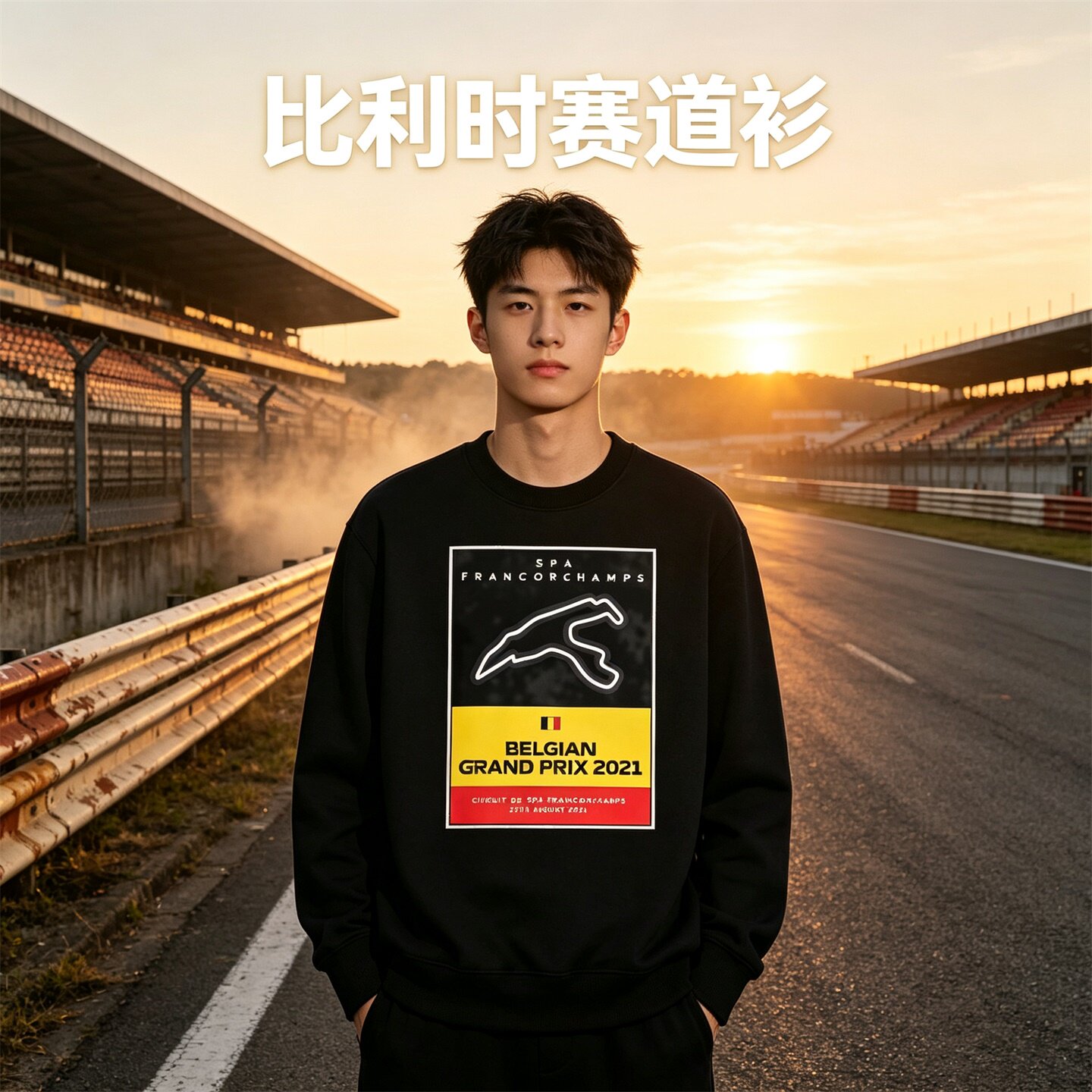 F1赛车比利时斯帕赛道周边连帽卫衣男加绒春秋学生休闲保暖上衣服