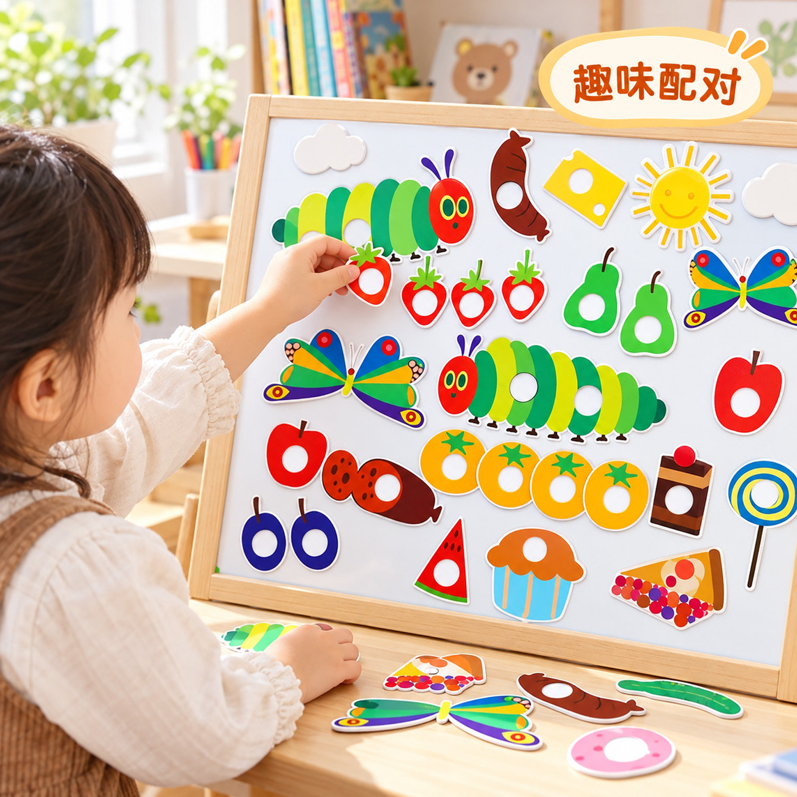 磁力毛毛虫颜色认知数字配对教具