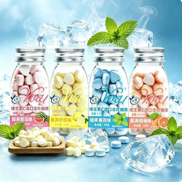 奇峰维生素c清口含片薄荷糖果口气清新接吻新年货口香糖非润喉糖