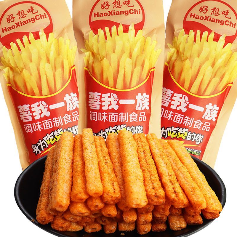 好想吃薯我一族薯条状麻辣条辣棒8090后童年怀旧休闲香脆小零食品
