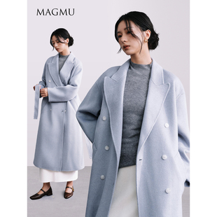 山羊绒外套25年秋冬新款 羊毛双面呢大衣女中长款 弥川 麦格牧