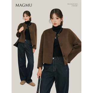 麦格牧【晚杏】羊毛双面呢大衣女中长款骆驼绒外套2025年秋冬新款
