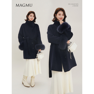 麦格牧【冬恋】羊毛双面呢大衣女中长款山羊绒外套25年秋冬新款