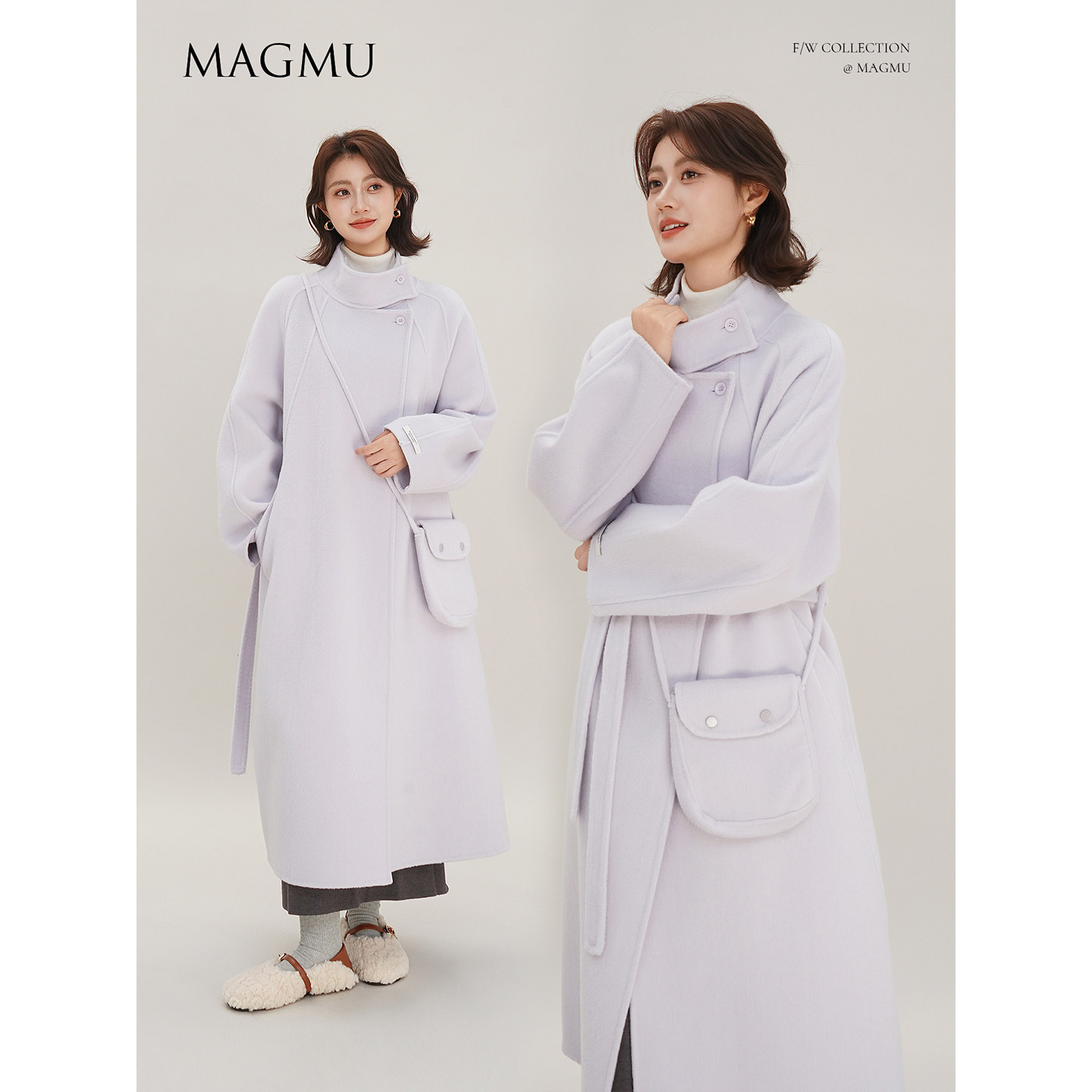 麦格牧【慕情】羊毛双面呢大衣女中长款外套25年秋冬新款,女装/女士精品,毛呢外套,淘宝优惠券,粉丝福利购,淘宝优惠卷