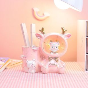 礼物版心装饰贝拉电镀多功能摆件灯笔筒卧室收纳少女星星兔儿童