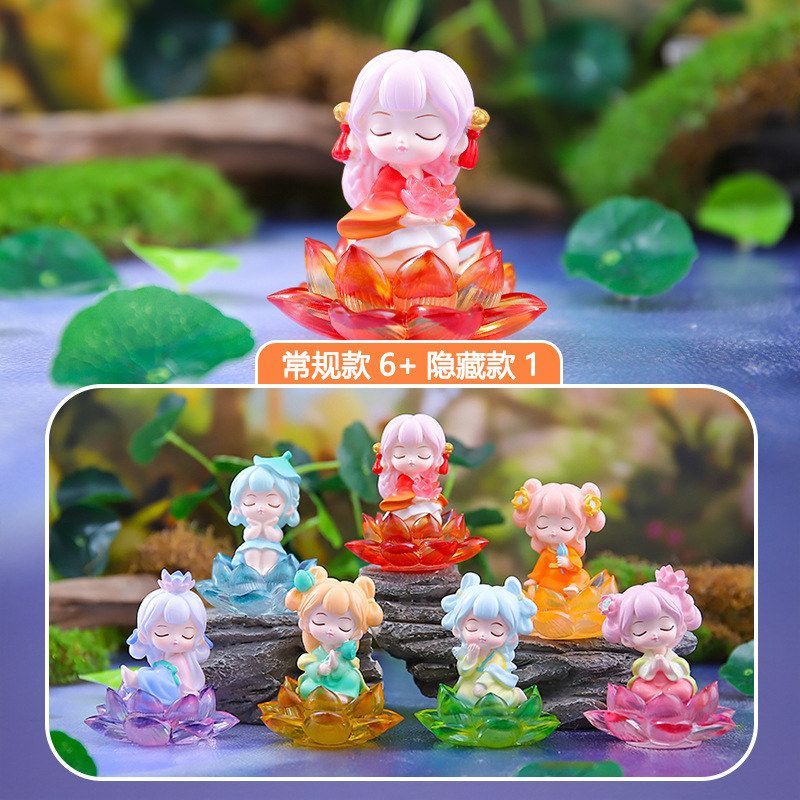 国潮风盲盒装饰品出水芙蓉景区