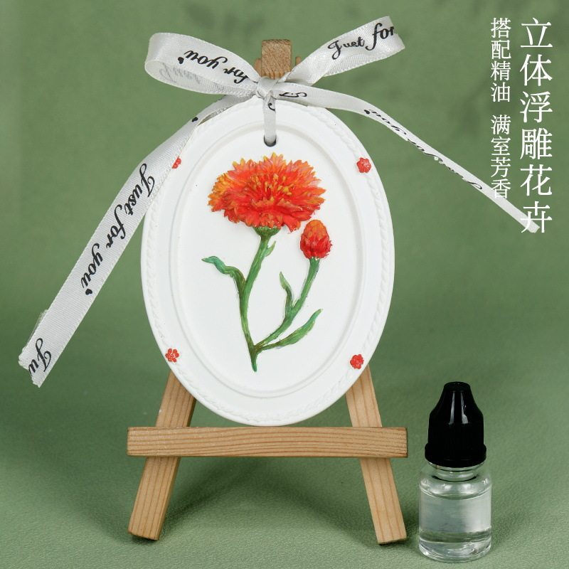 涂色鲜花牌diy儿童彩绘石膏画香薰挂牌手工创意益智玩具石膏娃娃