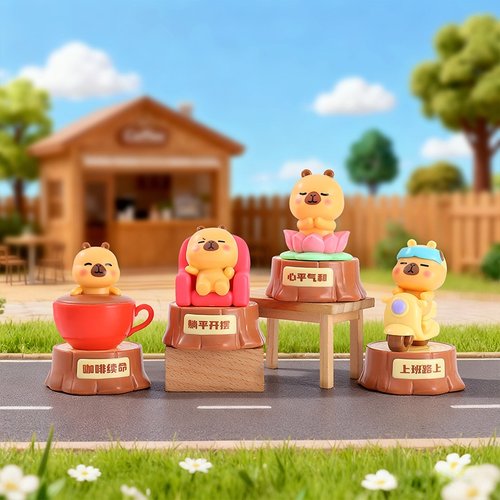 网红热卖摆件卡皮巴拉小黄豚盲盒PVC潮流玩具手办生日礼物批发