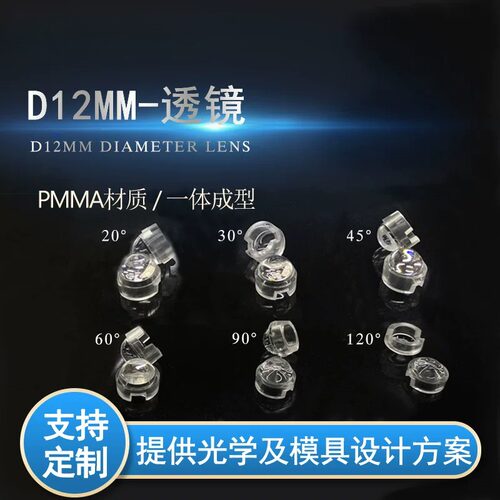 LED单颗D12mm可调光束角透镜20°