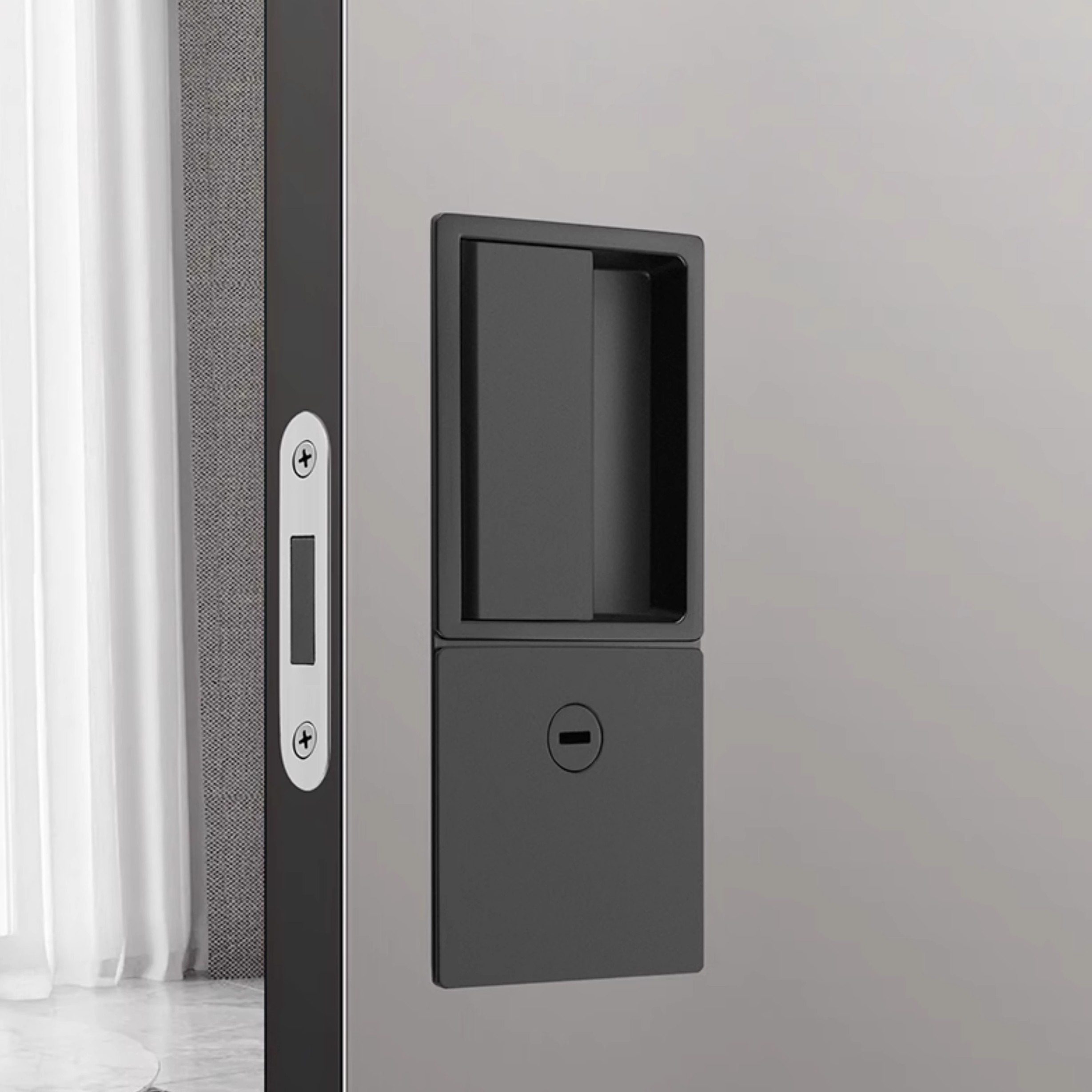 嵌入式平面锁极简隐形磁吸锁儿童静音生态锁简约无把手超薄门锁,基础建材,机械门锁,淘宝优惠券,粉丝福利购,淘宝优惠卷