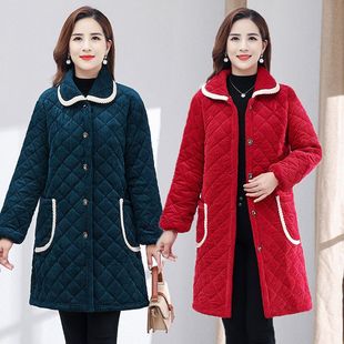 四川省服冬天罩衣女灯芯绒加绒加厚棉袄中长款棉衣棉服上衣外套