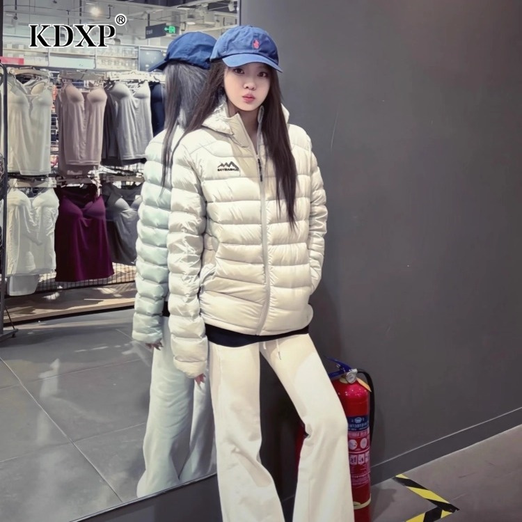 连帽羽绒服女2025秋冬纯色简约