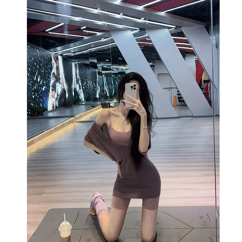 普拉提瑜伽服两件套女休闲宽松显瘦运动罩衫训练健身服连体衣套装