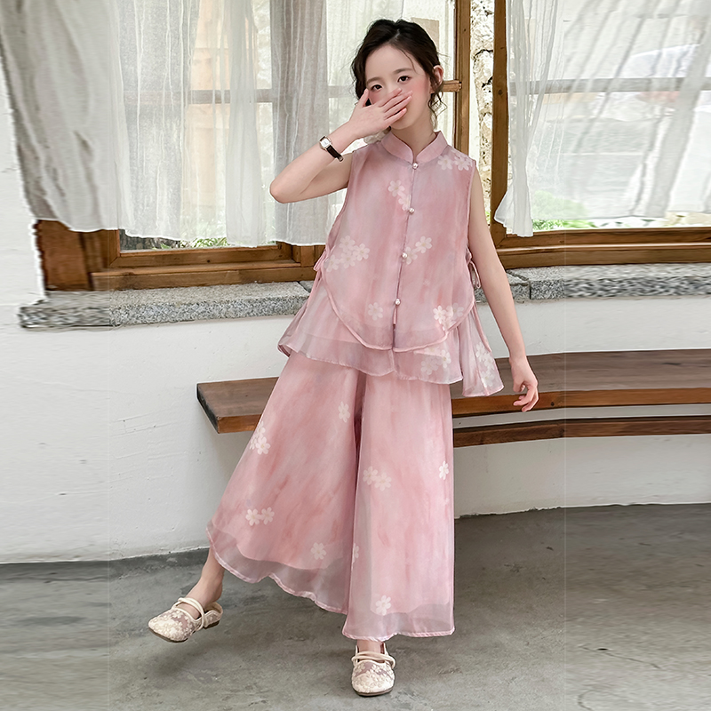 女童国风套装夏天女孩夏季休闲衣服国潮新品超好看潮童经典潮装