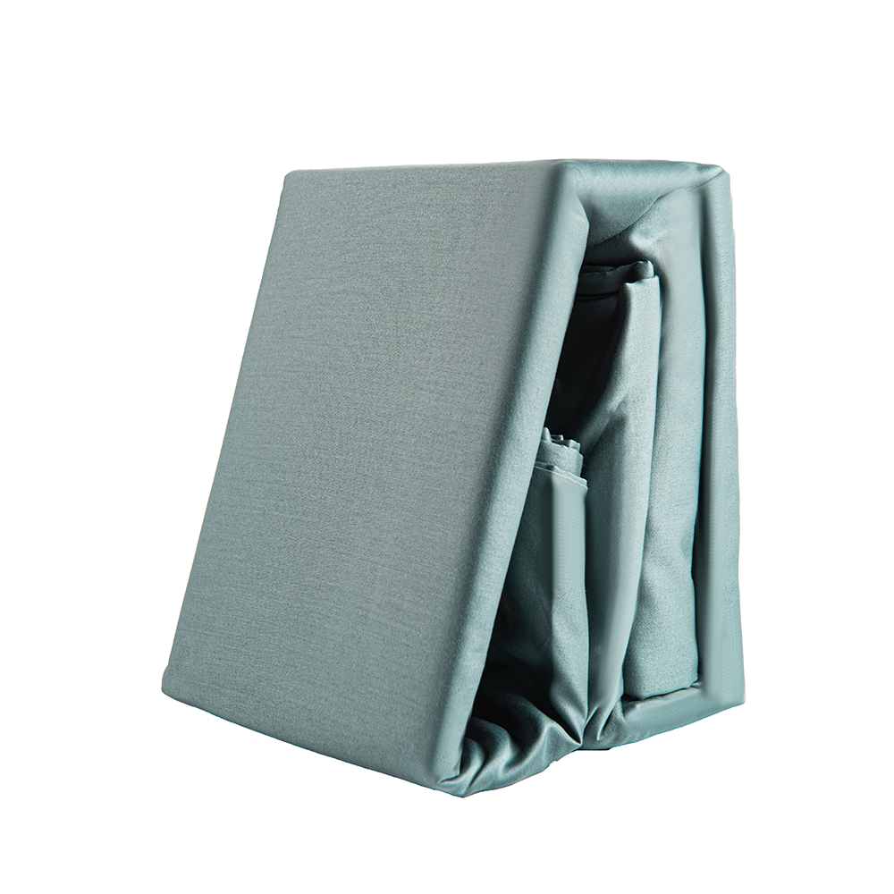 盒马MAX 80支长绒棉纯棉四件套 1.5米 灰兰色