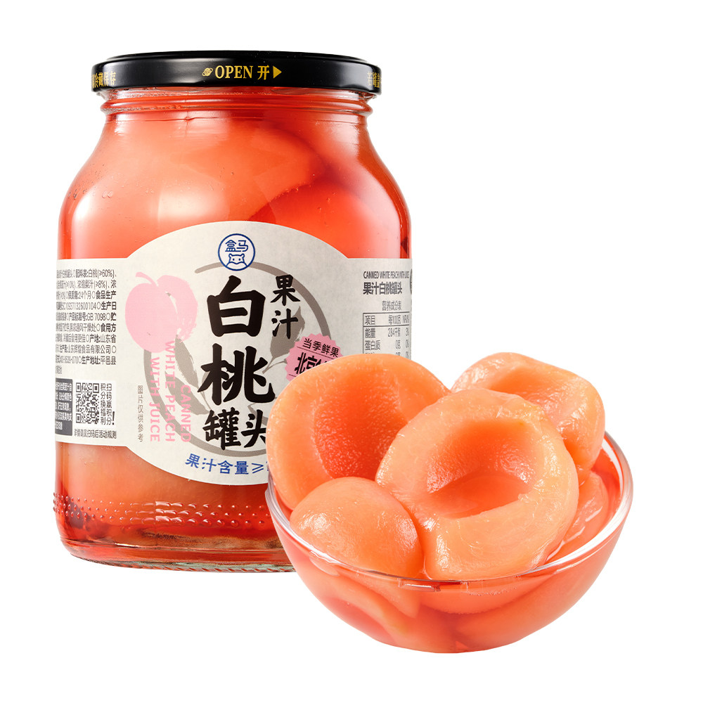 盒马 果汁白桃罐头 728g*2罐图片