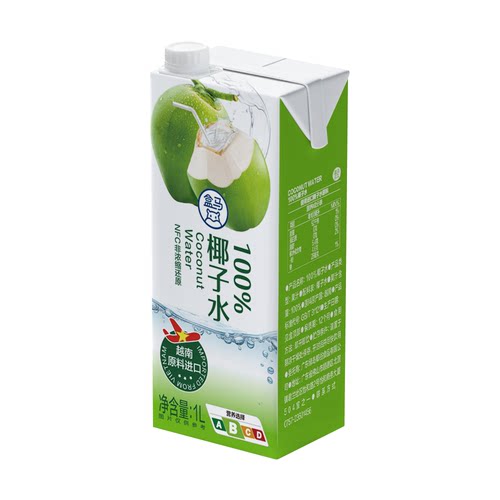 盒马100%椰子水1L纯椰子水无添加补水电解质饮料