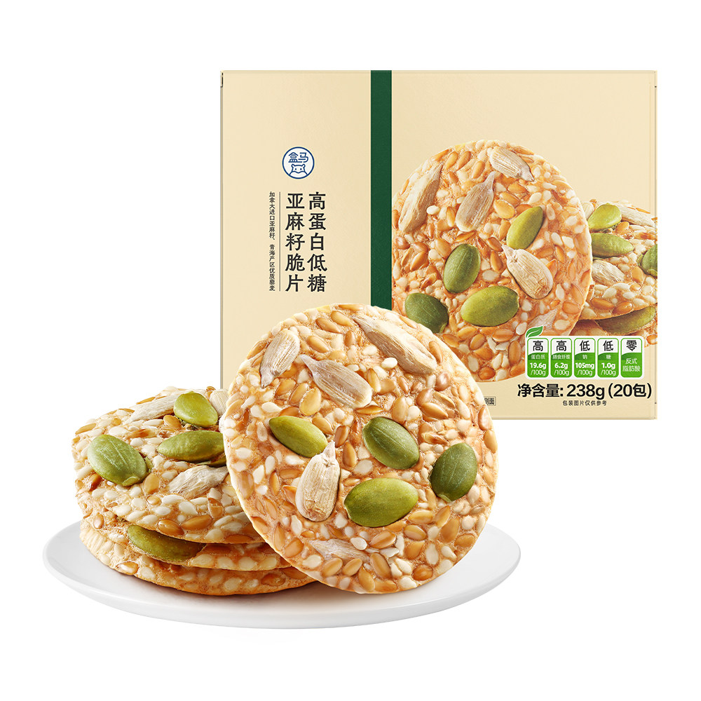 盒马 高蛋白低糖亚麻籽脆片 238g