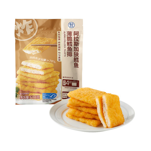 盒马 阿拉斯加狭鳕鱼薄脆鳕鱼排  600g