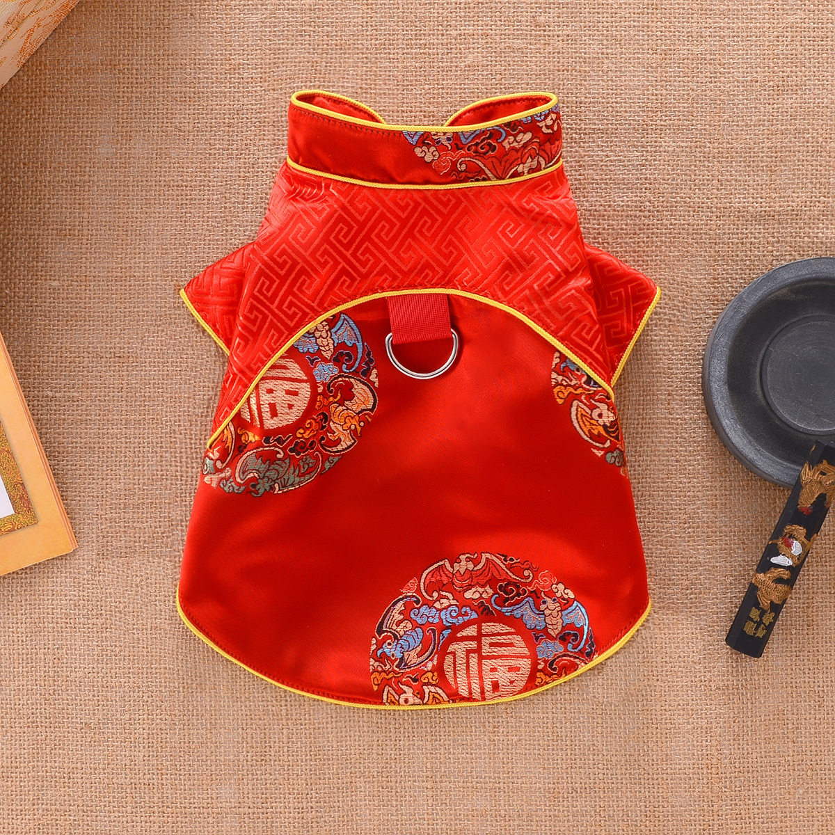 狗狗衣服春秋夏宠物唐装猫咪过年礼服泰迪比熊博美小型犬新年喜庆
