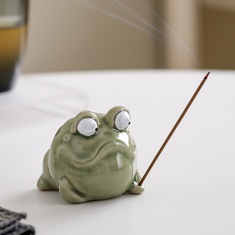 创意搞怪青蛙线香插香座摆件茶道香炉家用室内香托香器动物香薰炉