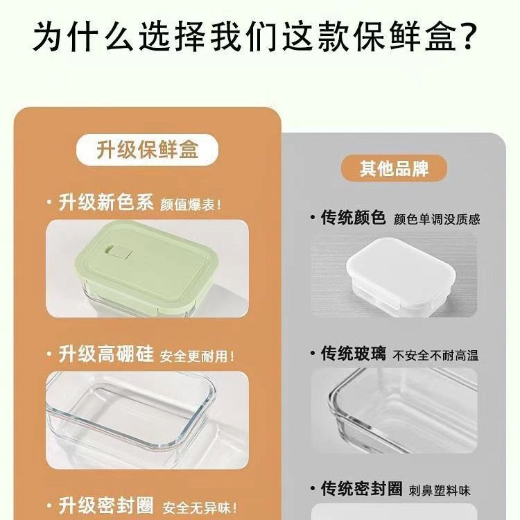 圆形玻璃饭盒上班族可微波炉加热专用碗带饭餐盒大容量保鲜盒带盖