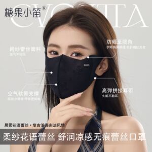 蕾丝提花防晒口罩女夏季透气高颜值优雅护眼角防紫外线遮阳面罩