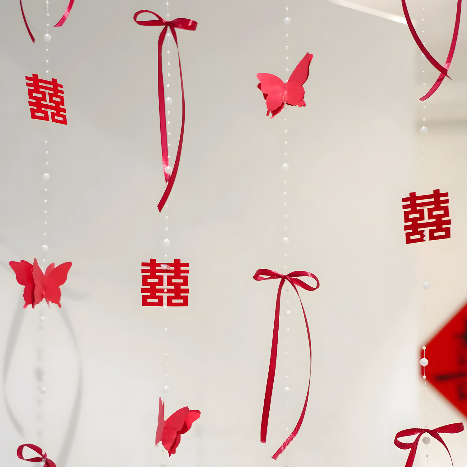 结婚门帘婚房布置新房客厅卧室房门喜字拉花装饰婚礼婚庆用品大全