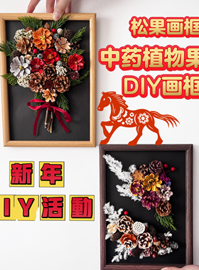 松果diy材料画框手工中药手工diy文创相框材料包网红创意装饰标本