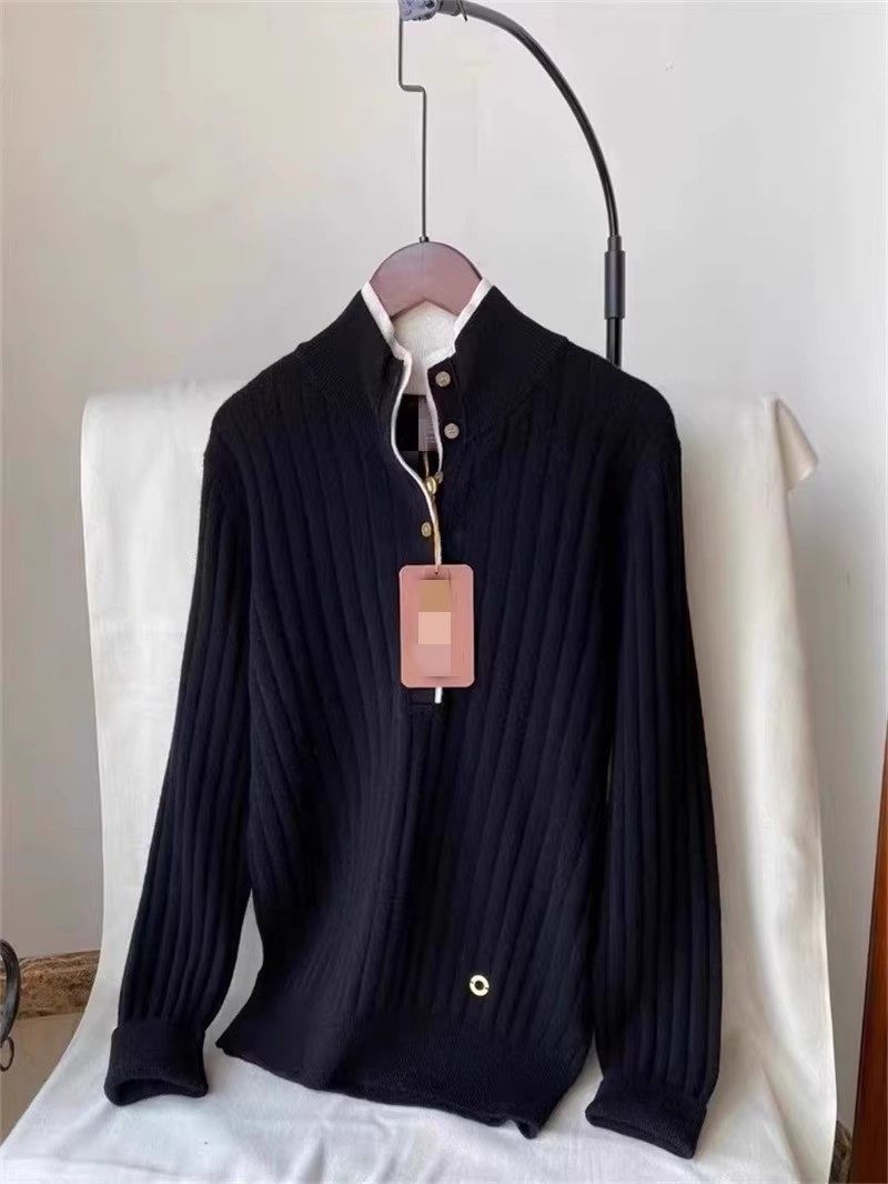 thumbnail for Cattle goods recommend LP high-quality and inexpensive half-height button-down cashmere sweater, knitted sweater, simple and versatile long-sleeved top, women's style