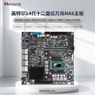 超迷你Ultra12盘位NAS主板ITX妖板intel14代125H155万兆15G电vpro