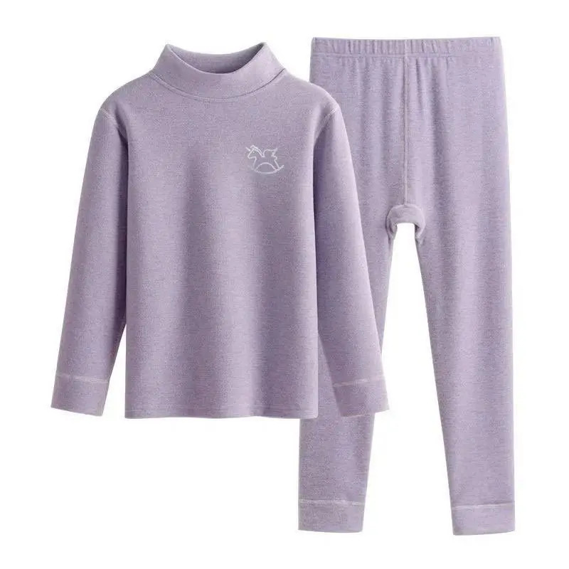 双面德绒儿童加绒无骨秋冬季爆款保暖套装打底儿童保暖半高领内衣