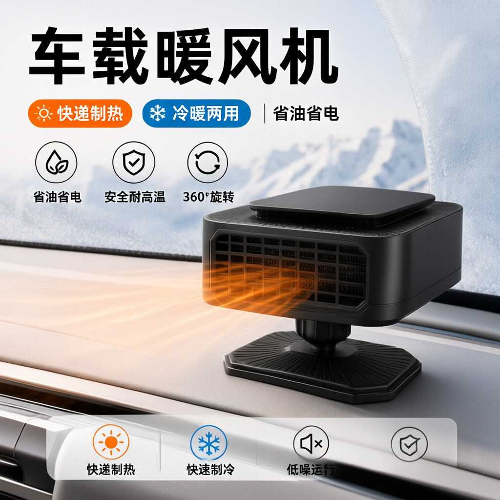 新款12V车载暖风机前挡除霜除雾