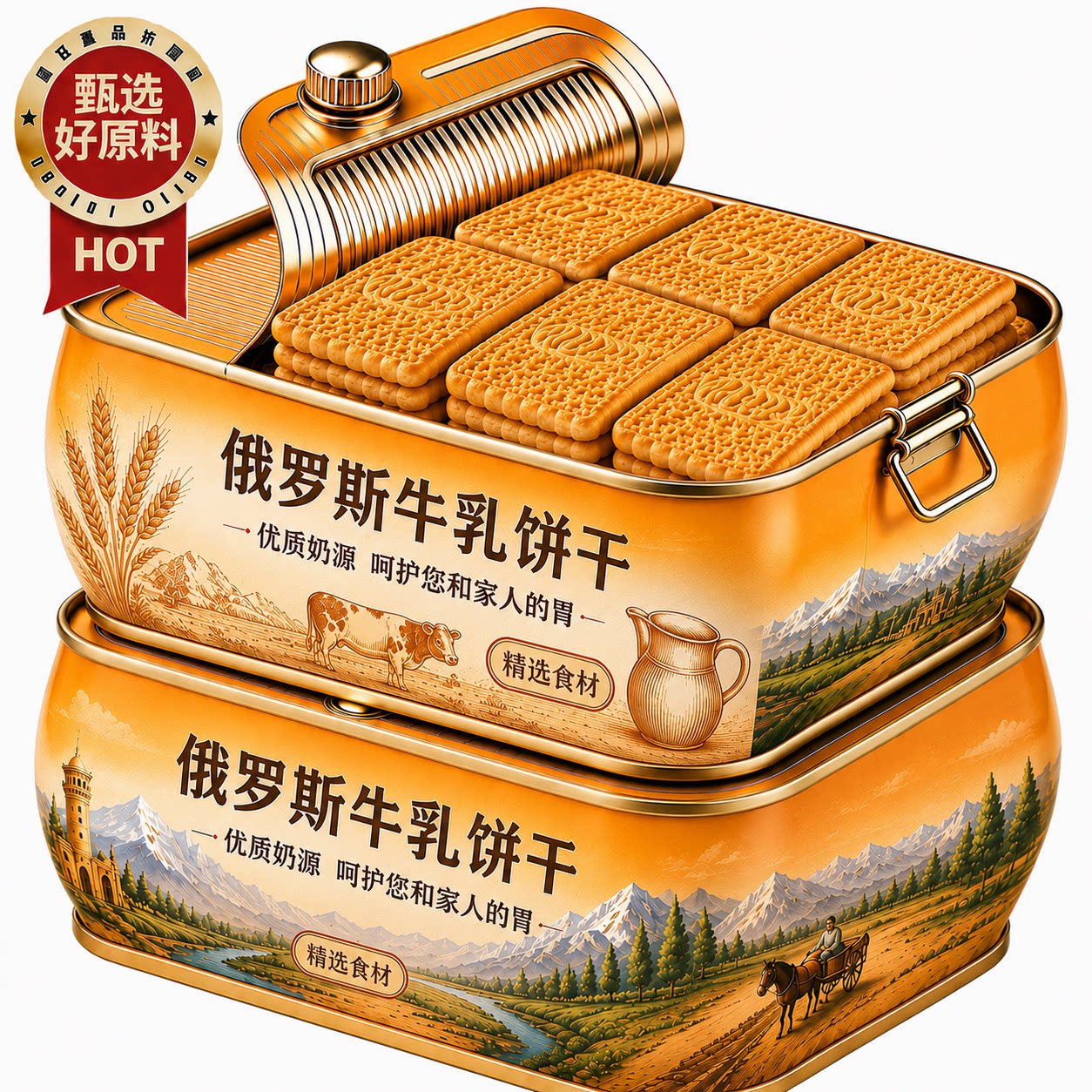 俄罗斯饼干原装进口官方旗舰店牛乳饼干特浓特仑酥曲奇钙奶饼干
