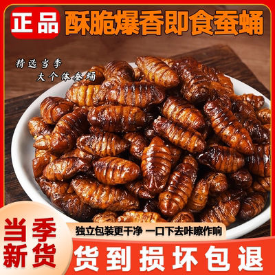 香酥蚕蛹开袋即食山东特产高蛋白肉类熟食下酒菜油炸零食麻辣水煮