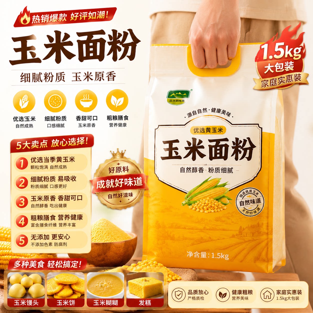 有机玉米面粉2026年新货东北饺子专用粗粮馒头新鲜现磨官方旗舰店