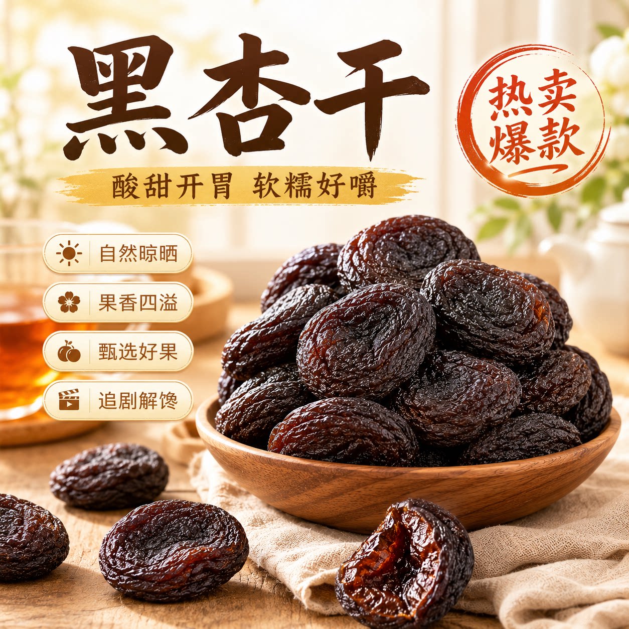 土耳其进口黑杏干官方旗舰店2026新货无核大果无添加杏干杏肉果脯