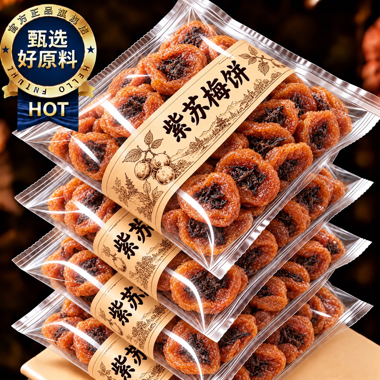 湖南特产紫苏梅饼酸甜无核梅肉果脯蜜饯青梅梅子休闲零食小吃无核